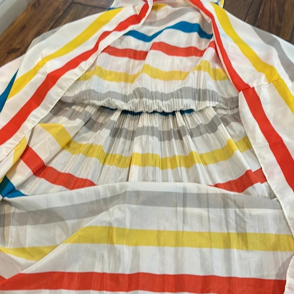 36 Point 5 Stripe Midi Multi color Sleeveless Dress flowy pleated Small (flaws) - Picture 9 of 16